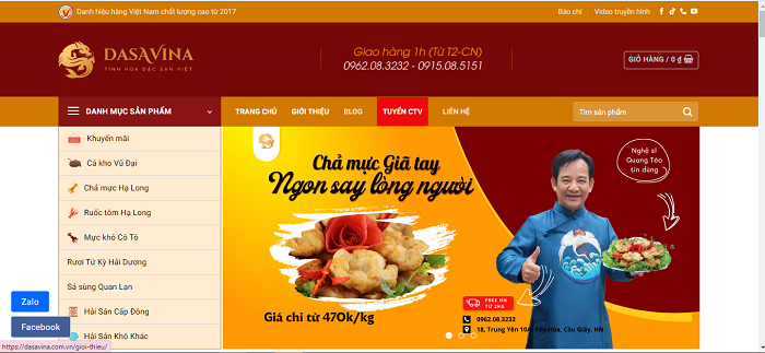 Website chính thức mở bán sá sùng nấu phở của DASAVINA
